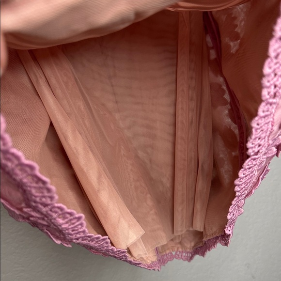 NEW HELSI Christy Scalloped Long Sleeve Pink Floral Applique Mini Dress Sz S - Picture 9 of 12